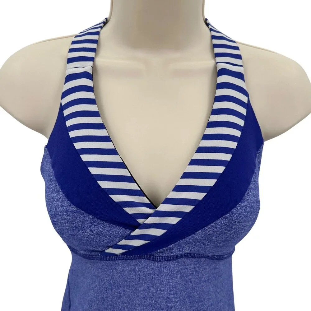 Lululemon Womens Blue Racerback Striped Halter Tank Top Athletic Yoga Size XS - Picture 4 of 7